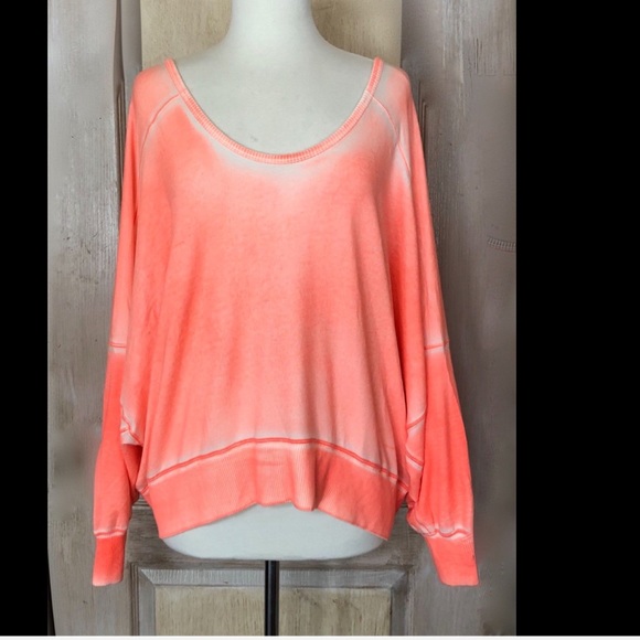 Free People coral Open Back Oversized Sweatshirt S - Picture 5 of 5
